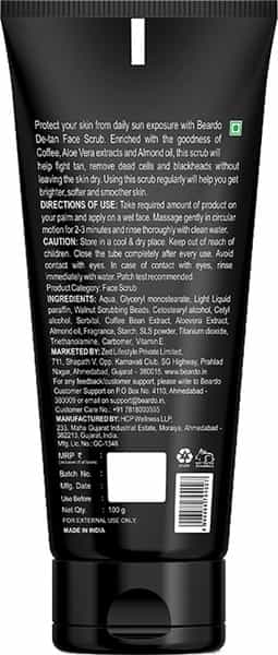 Beardo Detan Face Scrub For Men Improved Version- 100 Gm Coffee Scrub