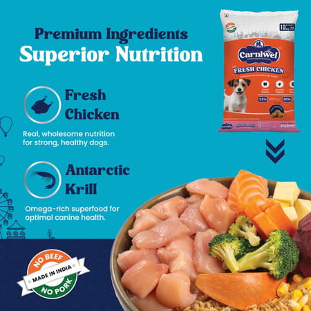 Carniwel Fresh Chicken Puppy Dry Dog Food 10Kg | Premium Nutrition | Natural Ingredients