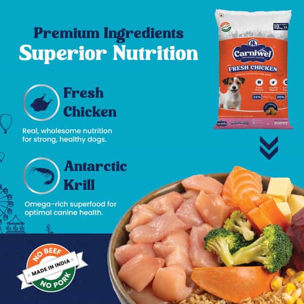 Carniwel Fresh Chicken Puppy Dry Dog Food 10Kg | Premium Nutrition | Natural Ingredients