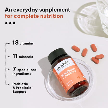 Healthkart Hk Vitals Multivitamin With Probiotics Health Supplement 60 Tablets