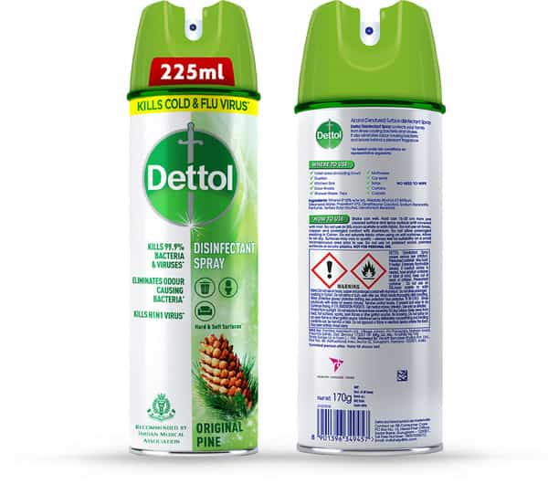 Dettol Disinfectant Sanitizer Spray Bottle Original Pine 225Ml