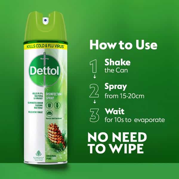 Dettol Disinfectant Sanitizer Spray Bottle Original Pine 225Ml