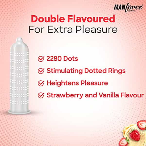 Manforce Cocktail Strawberry & Vanilla Flavoured Condoms(Set Of 3 30 Pcs)