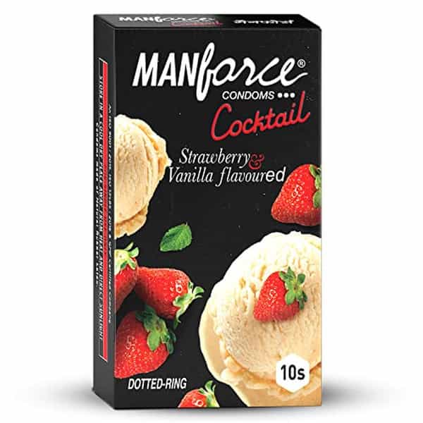 Manforce Cocktail Strawberry & Vanilla Flavoured Condoms(Set Of 3 30 Pcs)