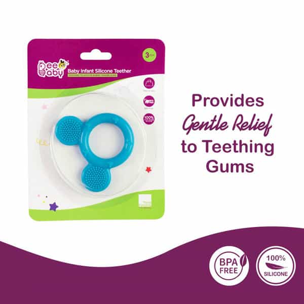 Beebaby Infant Soft Silicone Bristles Teether (100% Bpa Free) (Bristles - Blue)