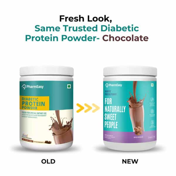 Pharmeasy Diabetic Protein Powder - Dutch Chocolate - Jar | 400 Gm (5 Gm Protein/Serving)