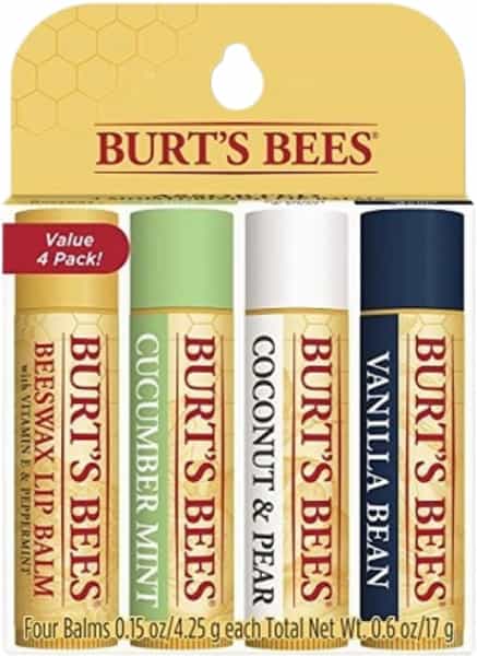 Burt's Bees Lip Balm | Beeswax | Cucumber Mint | Coconut Pear & Vanilla Bean | 4.25G | Pack Of 4