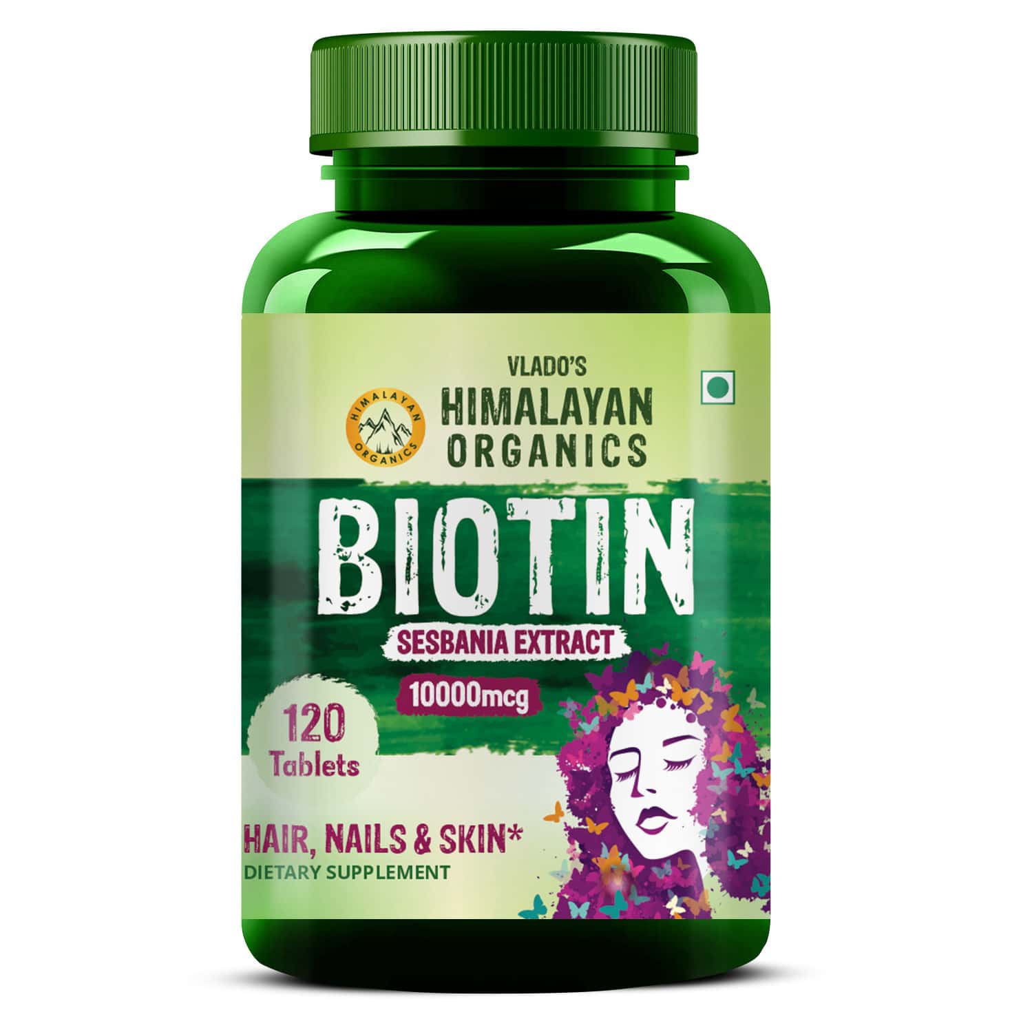 Vlado's Himalayan Organics Biotin 10000mcg For Hair Growth- 120 Tablets