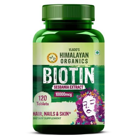 Vlado'S Himalayan Organics Biotin 10000mcg For Hair Growth- 120 Tablets