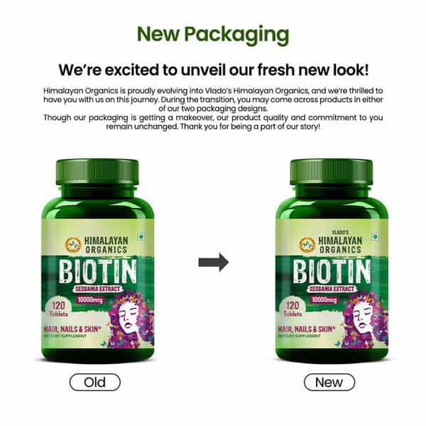 Vlado's Himalayan Organics Biotin 10000Mcg For Hair Growth- 120 Tablets