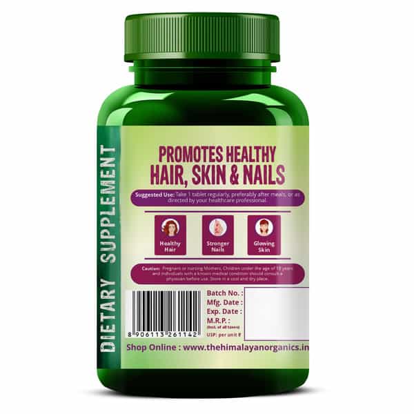 Vlado's Himalayan Organics Biotin 10000Mcg For Hair Growth- 120 Tablets