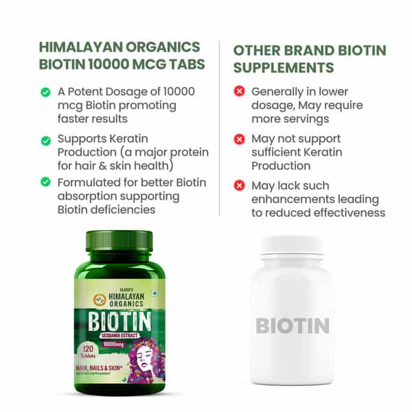 Vlado's Himalayan Organics Biotin 10000Mcg For Hair Growth- 120 Tablets