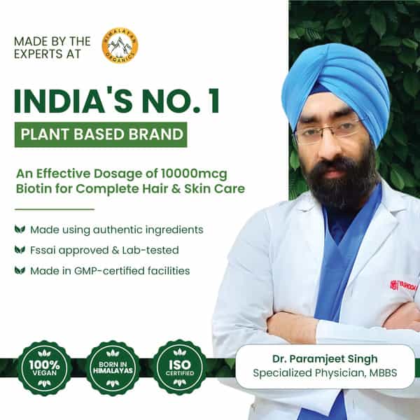 Vlado's Himalayan Organics Biotin 10000Mcg For Hair Growth- 120 Tablets