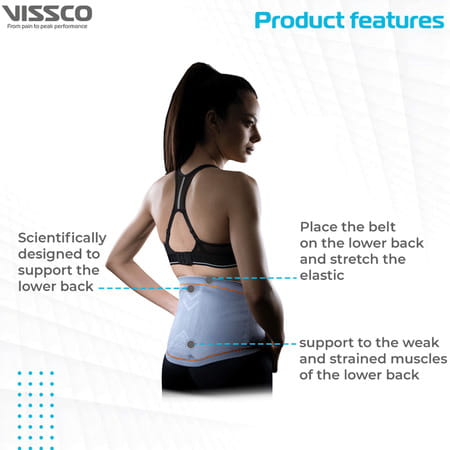 Vissco Lumbo Sacral Corset With Silicone Pressure For Optimum Compression - Medium (Grey)