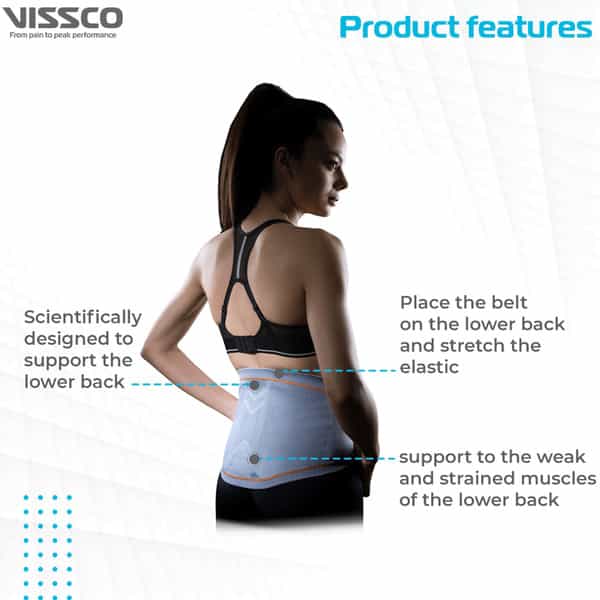 Vissco Lumbo Sacral Corset With Silicone Pressure For Optimum Compression - Medium (Grey)