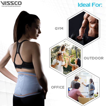 Vissco Lumbo Sacral Corset With Silicone Pressure For Optimum Compression - Medium (Grey)