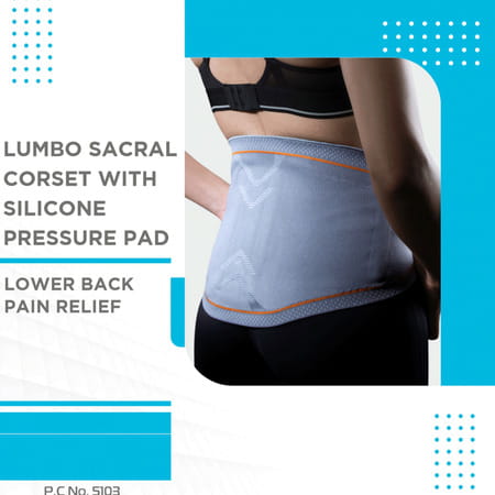 Vissco Lumbo Sacral Corset With Silicone Pressure For Optimum Compression - Medium (Grey)