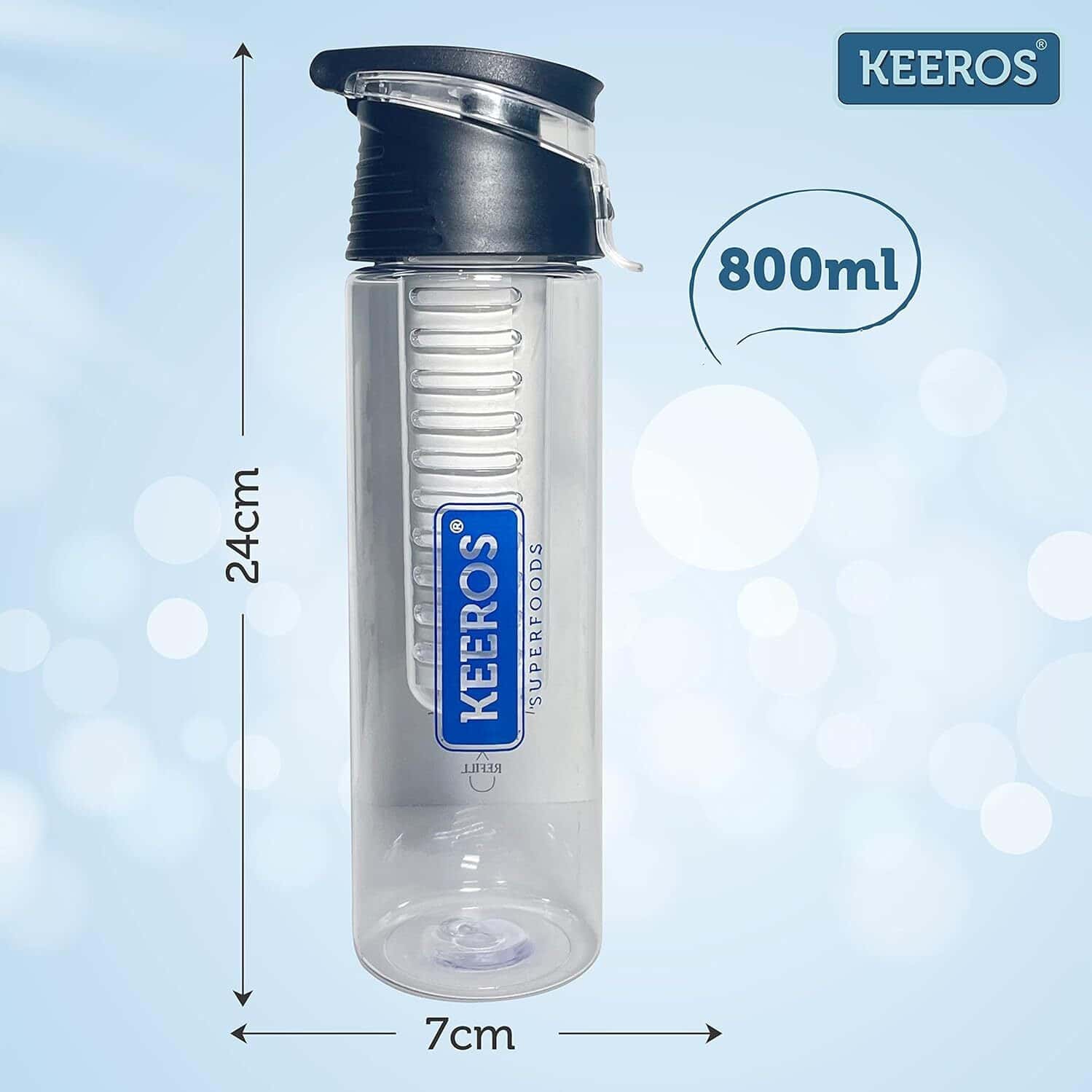Keeros Fruit & Tea Infuser Detox Non-toxic Water Bottle For Office | Gym | 800ml
