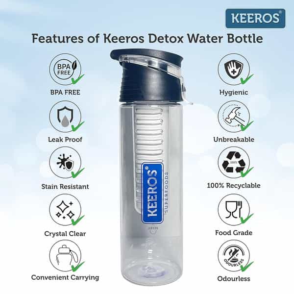 Keeros Fruit & Tea Infuser Detox Non-Toxic Water Bottle For Office | Gym | 800Ml
