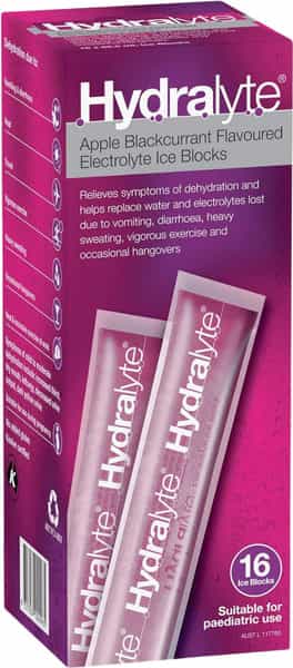 Hydralyte Electrolyte Ice Blocks | Adults | Apple Blackcurrant | 16 Pack