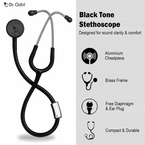 Dr. Odin Combo Of Oas103 Table Top Sphygmomanometer And Stethoscope Blacktone