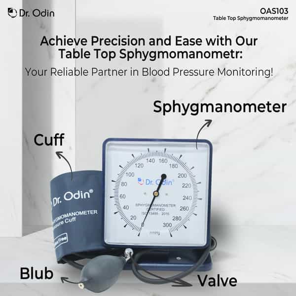 Dr. Odin Combo Of Oas103 Table Top Sphygmomanometer And Stethoscope Blacktone