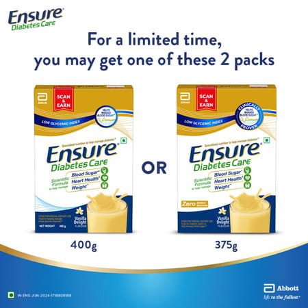 Ensure Diabetes Care Nutrition Drink Vanilla Flavour Box 375 Gm