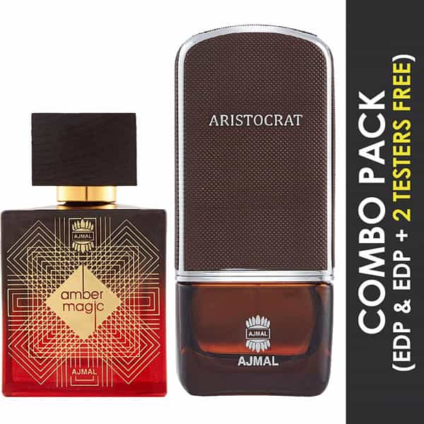 Ajmal Amber Magic Edp 100Ml Perfume For Men And Aristocrat Edp 75Ml Perfume For Men
