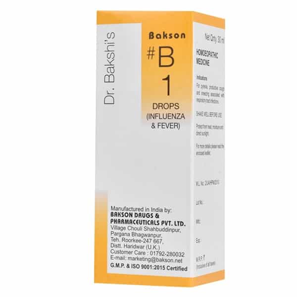 Dr Bakshi's Bakson Homoeopathy B1 Drop For Influenza And Fever 30 Ml