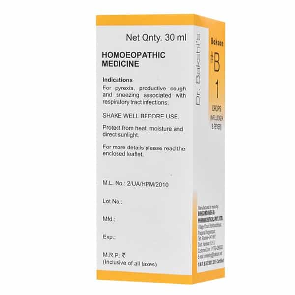 Dr Bakshi's Bakson Homoeopathy B1 Drop For Influenza And Fever 30 Ml