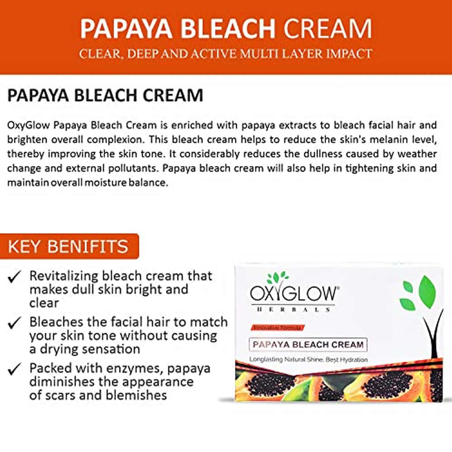 Buy OXYGLOW HERBALS BLEACH CREAM PAPAYA 300 GRAM Online & Get Upto 60