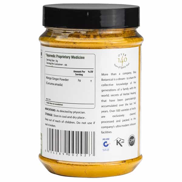 Bixa Botanical Ambehaldi Powder(Mango Ginger) Supports Skin Wellness (200G)