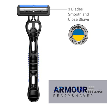 Zlade Armour Iii Readyshaver Triple Blade Disposable Shaving Razor For Men - Pack Of 24