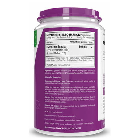 Healthyhey Nutrition Gymnema Extract 60 Capsules