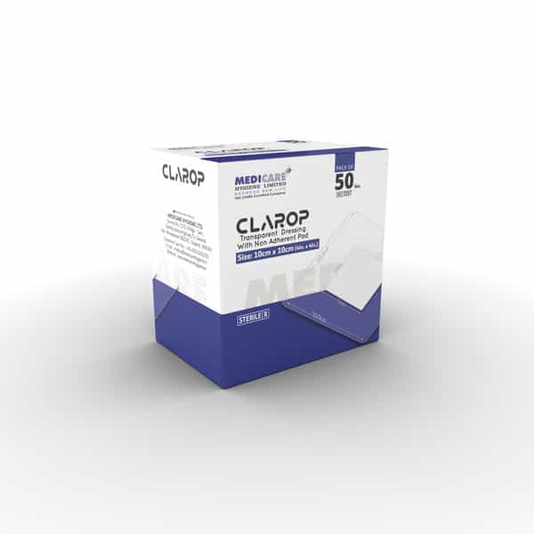 Medica Clarop Transparent Dressing With Non-Adherent Pad 10Cm X 10Cm - Waterproof & Breathable