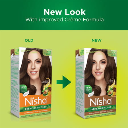 Nisha Creme Hair Color 7.53 Chocolate Blonde 150g Pack Of 3 Permanent Hair Colour 100% Grey Coverage