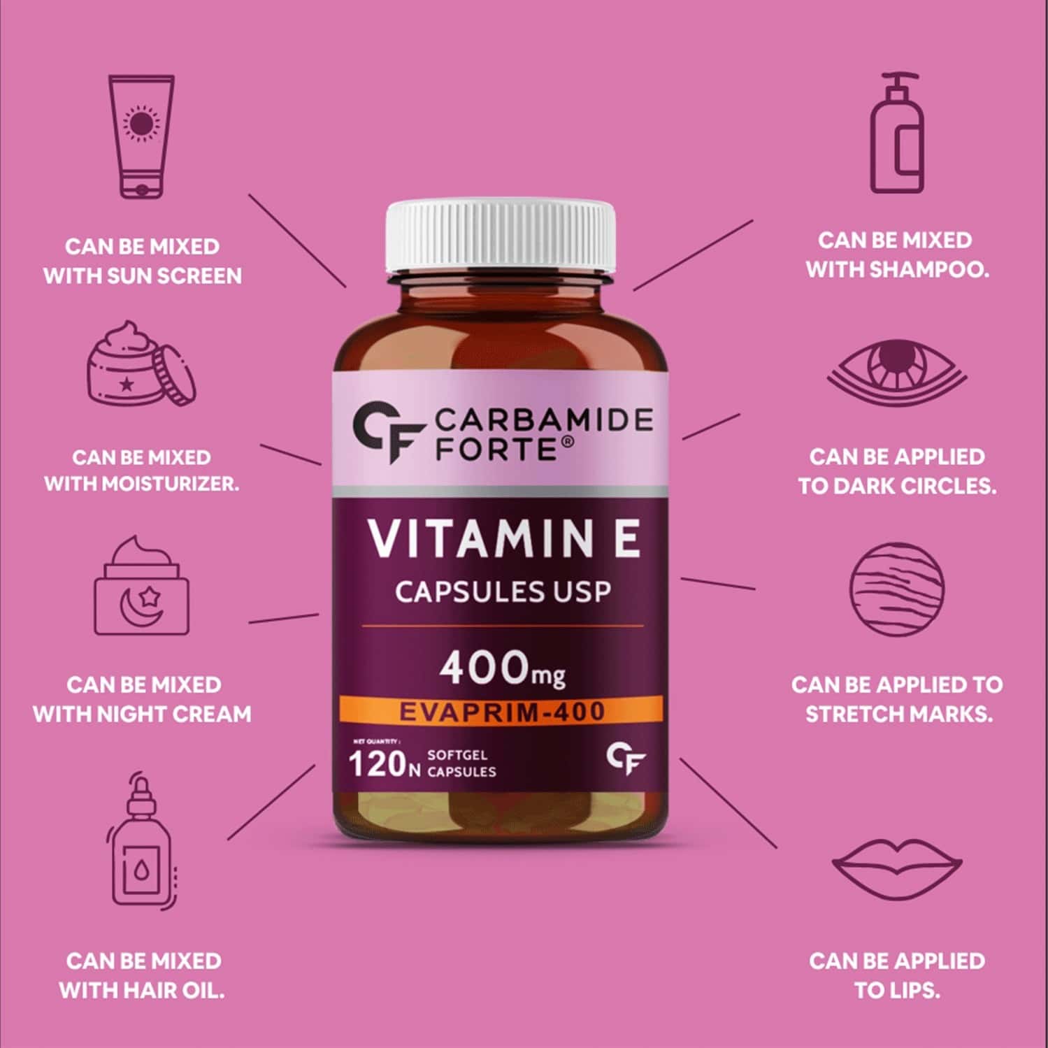 Buy CARBAMIDE FORTE VITAMIN E 400MG CAPSULES 120 CAPSULES Online & Get
