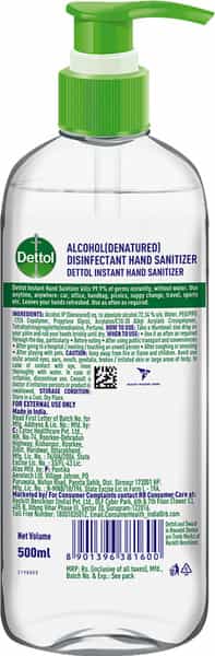 Dettol Original Germ Protection Alcohol Based Hand Sanitizer Pump - 500Ml