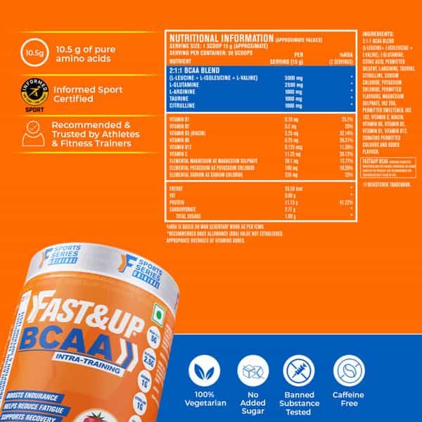 Fast&Up Bcaa Advanced With Glutamine | Citrulline | L-Arginine & Taurine - Berry Lemonade Flavour