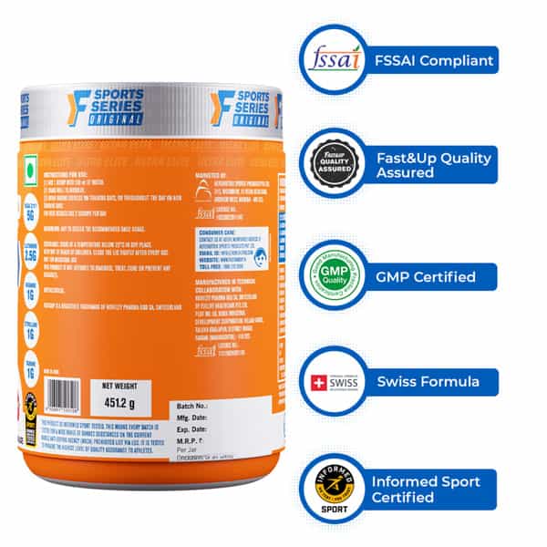Fast&Up Bcaa Advanced With Glutamine | Citrulline | L-Arginine & Taurine - Berry Lemonade Flavour