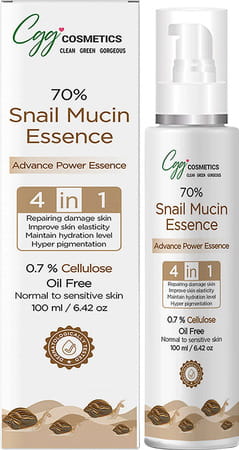 Cgg Cosmetics 70% Snail Mucin Essence- 0.7 % Cellulose Oil Free- All Skin Types 100ml