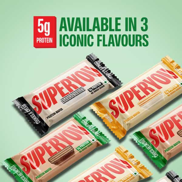 Superyou Choco Hazelnut Protein Wafer Mini Bars (Pack Of 10) | 5G Protein | Made With Atta & Jowar