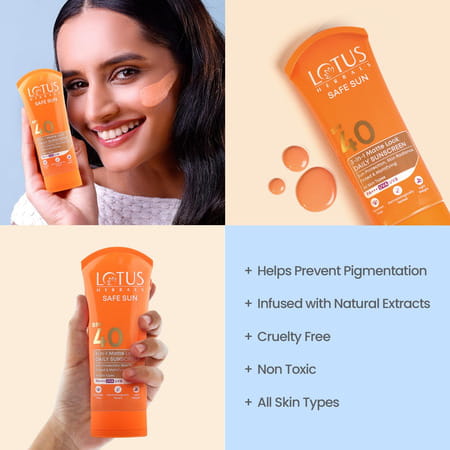 Lotus Safe Sun 3 In 1 Matte-Look Daily Sunblock Pa+++ Spf-40 Cream 50 Gm