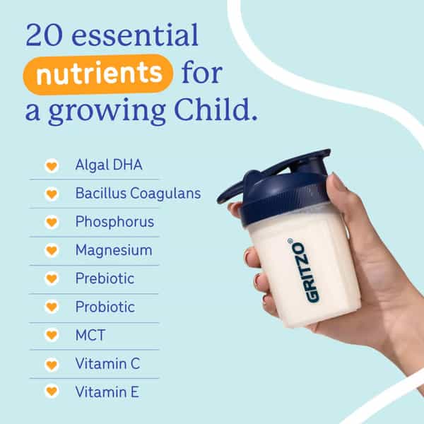 Gritzo Supermilk Weight+ (2-6Y Boy & Girl) | 4G Protein Powder (Creamy Vanilla | 400G)