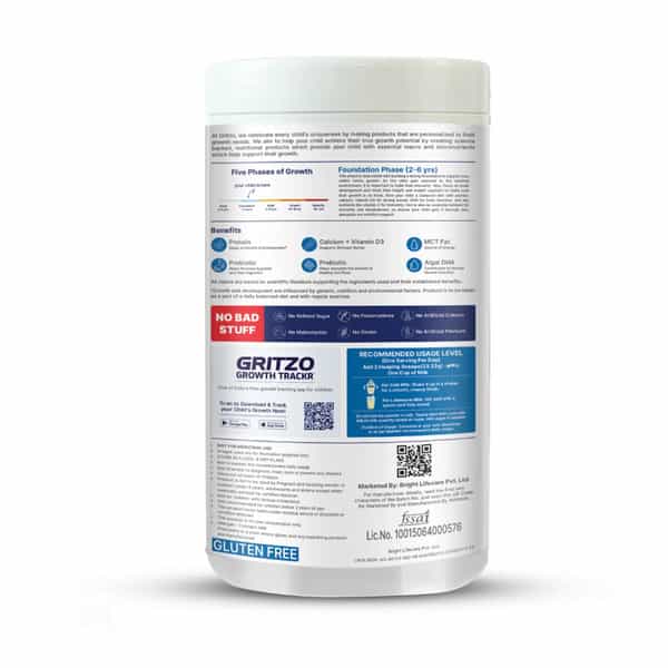 Gritzo Supermilk Weight+ (2-6Y Boy & Girl) | 4G Protein Powder (Creamy Vanilla | 400G)