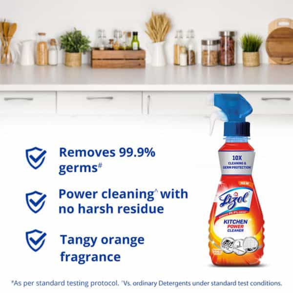 Lizol Kitchen Power Cleaner Liquid Spray 250 Ml