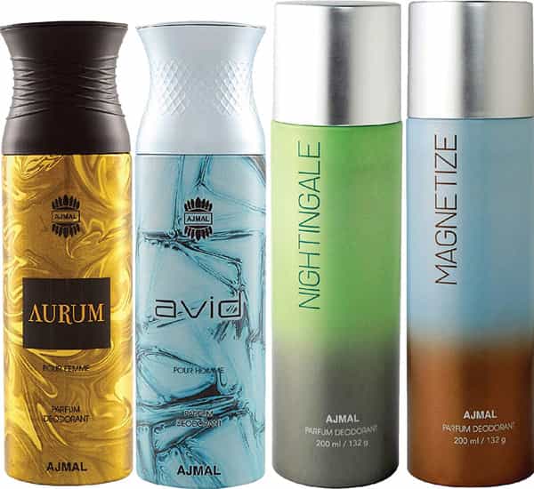 Ajmal 1 Aurum For Women 1 Avid For Men 1Nightingale 1 Persuade For Unisex Deodorants Combo Pack Of 4