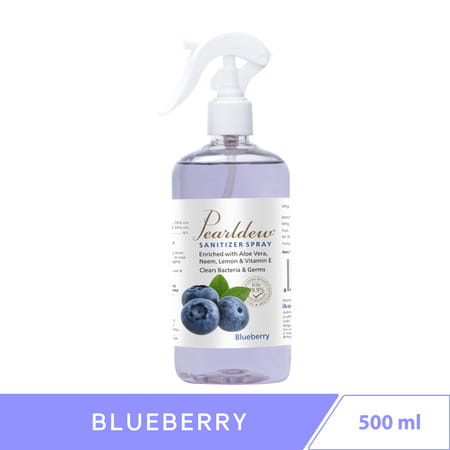Pearldew Sanitizer Spray (Blueberry) 500 Ml | Aloe & Neem | Paraben Free (Pack Of 2)