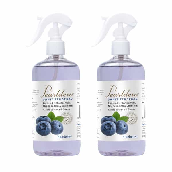Pearldew Sanitizer Spray (Blueberry) 500 Ml | Aloe & Neem | Paraben Free (Pack Of 2)