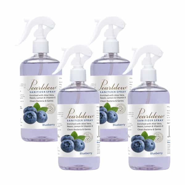 Pearldew Sanitizer Spray (Blueberry) 500 Ml | Aloe & Neem | Paraben Free (Pack Of 2)